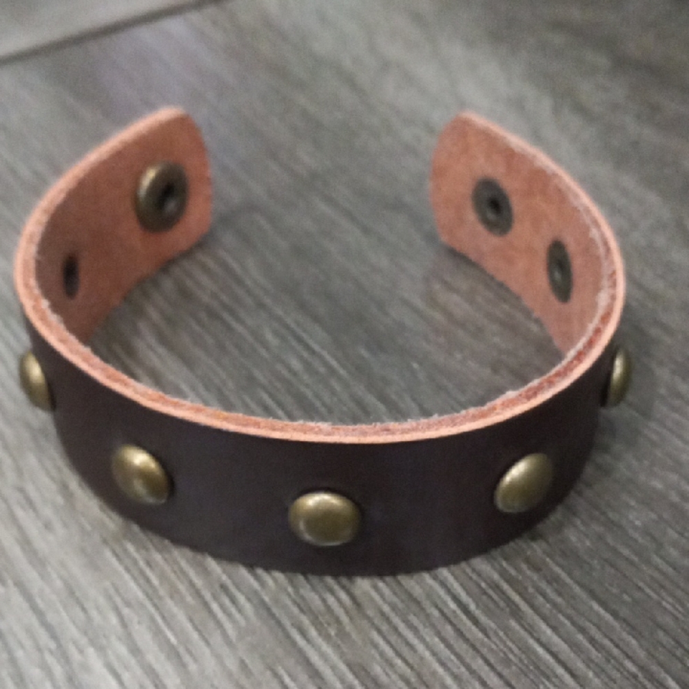 Yik Fung Brown Leather Studded Bracelet